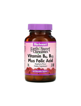Витамин В6, B12 + фолиевая кислота вкус малины | 60 жев таб Bluebonnet Nutrition 20202036