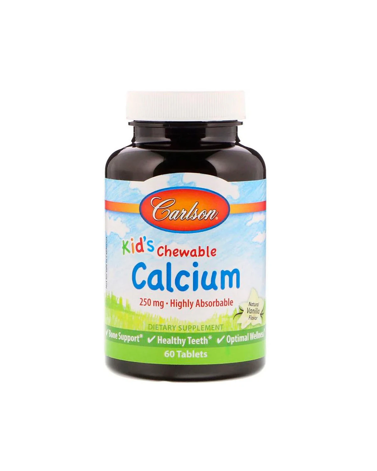 Кальцій для дітей ванільний смак 250 мг | 60 жув таб Carlson Labs 20190150
