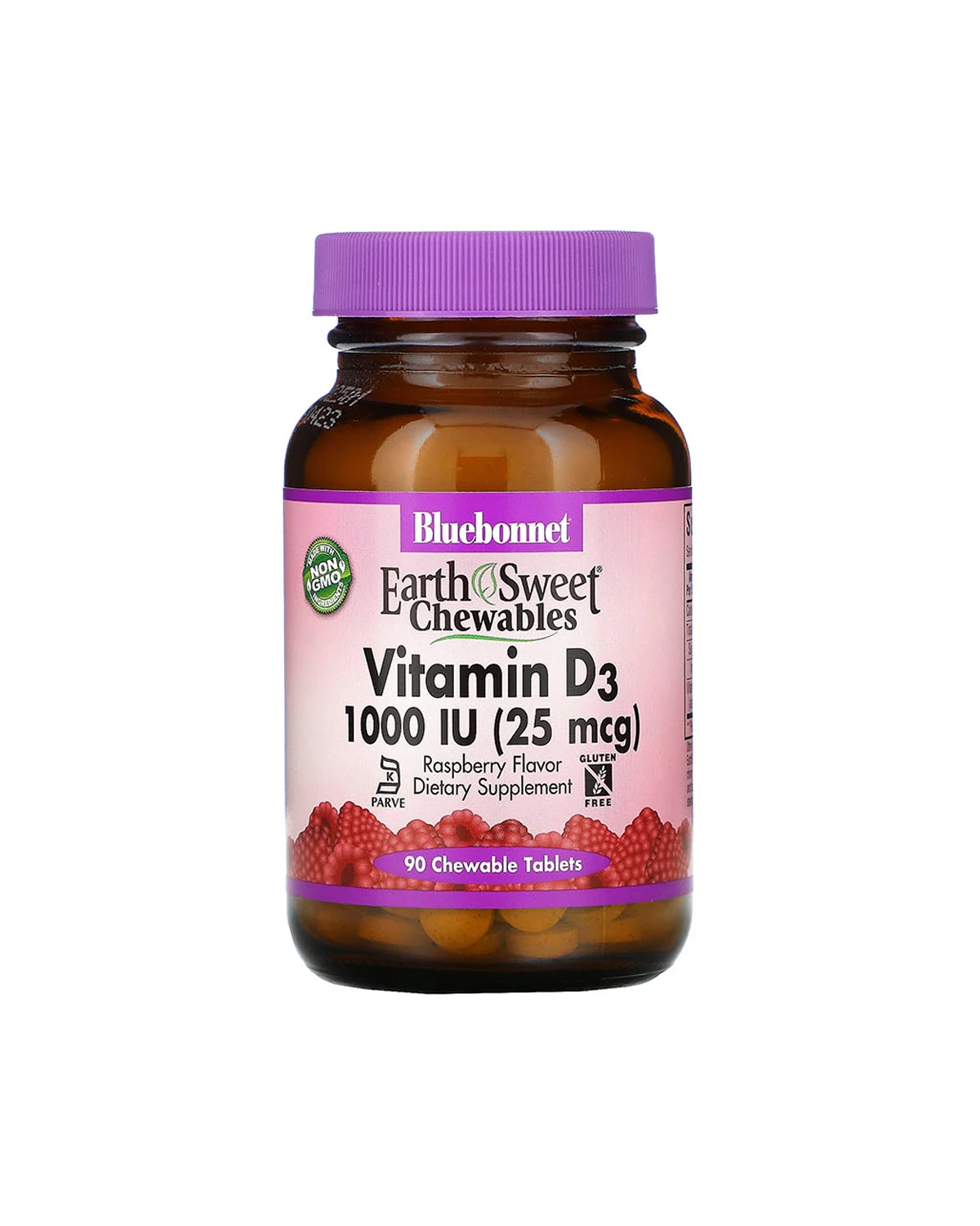 Витамин D3 1000 МЕ со вкусом малины | 90 жев таб Bluebonnet Nutrition 20190156