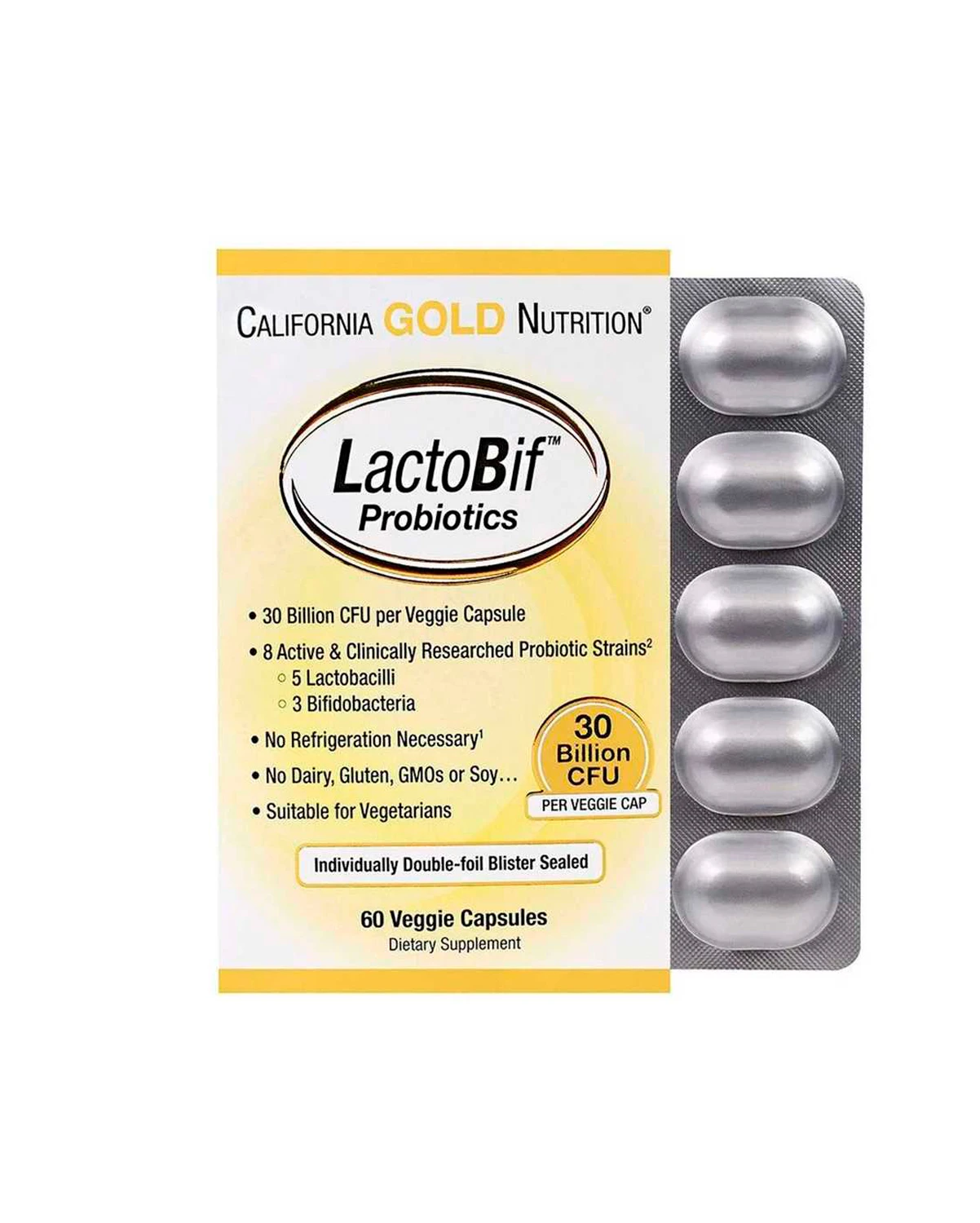 Пробиотики 30 млрд КОЕ | 60 кап California Gold Nutrition 20190329