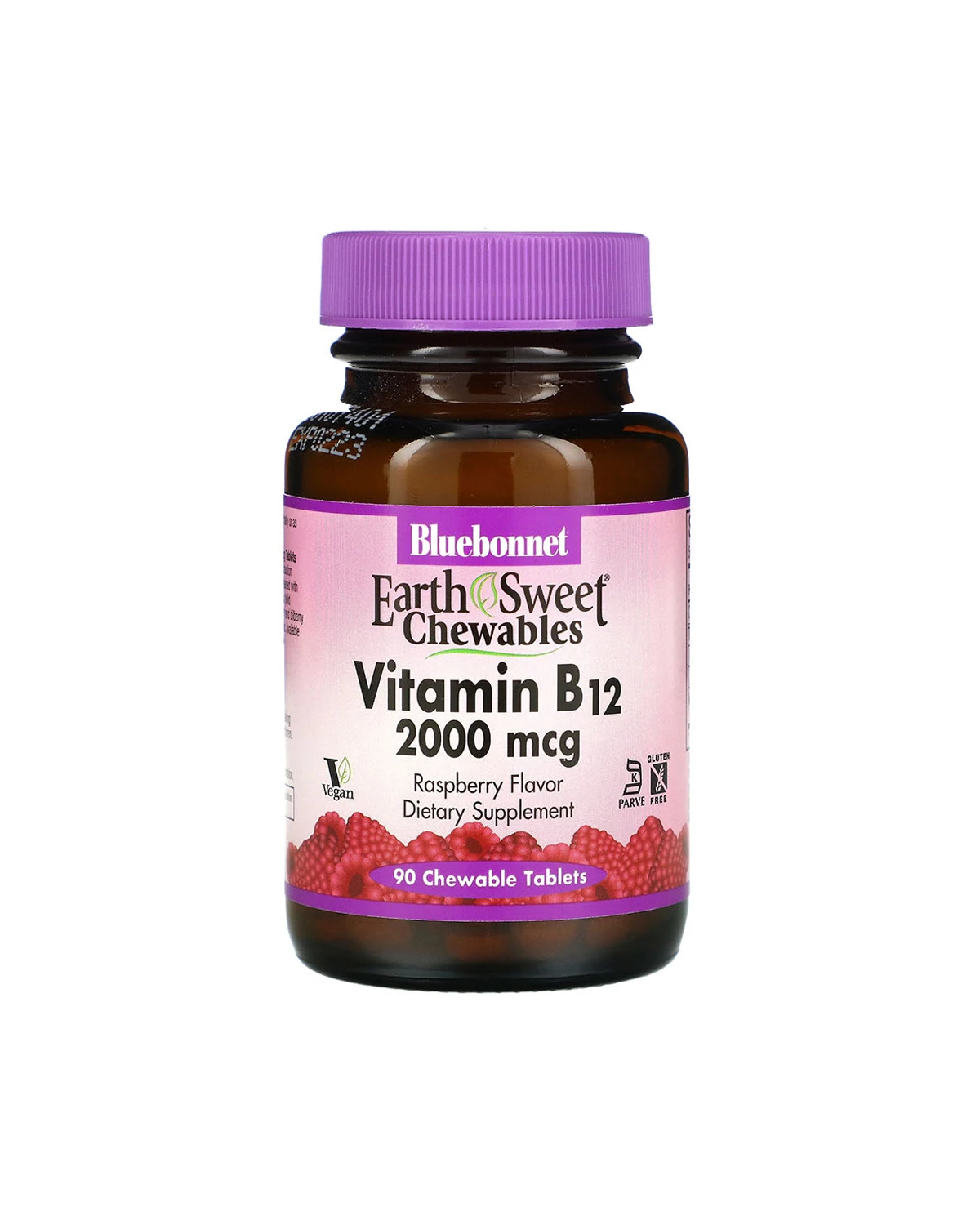 Вітамін В12 зі смаком малини 2000 мкг | 90 жув таб Bluebonnet Nutrition 20201064