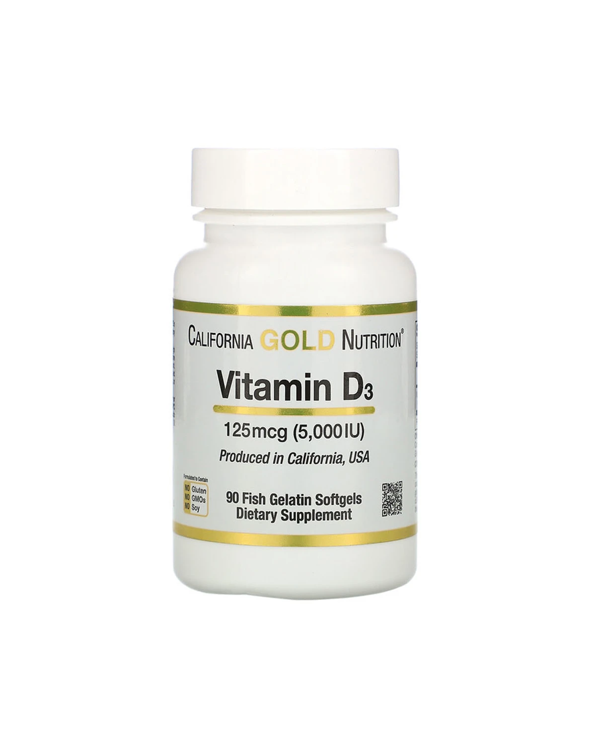 Витамин D3 125 мкг | 90 кап California Gold Nutrition 20201250