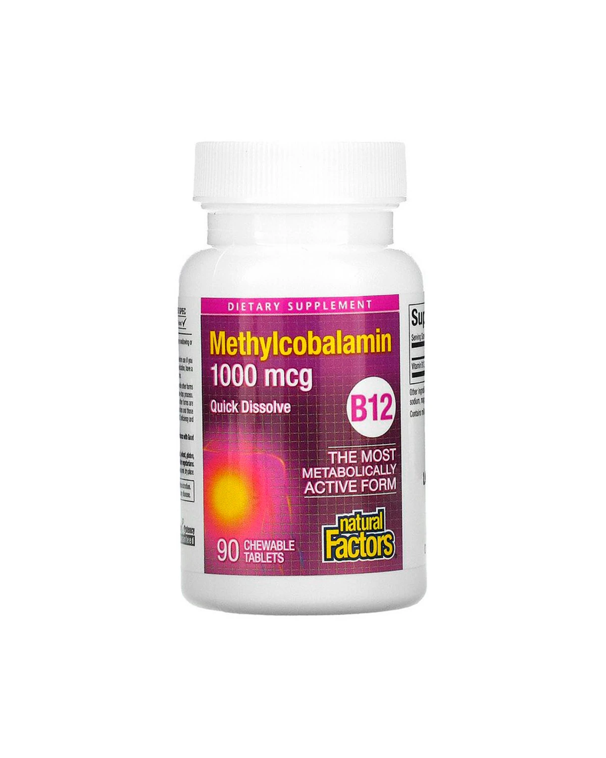 Витамин В12 (метилкобаламин) 1000 мкг | 90 жев таб Natural Factors 20201848