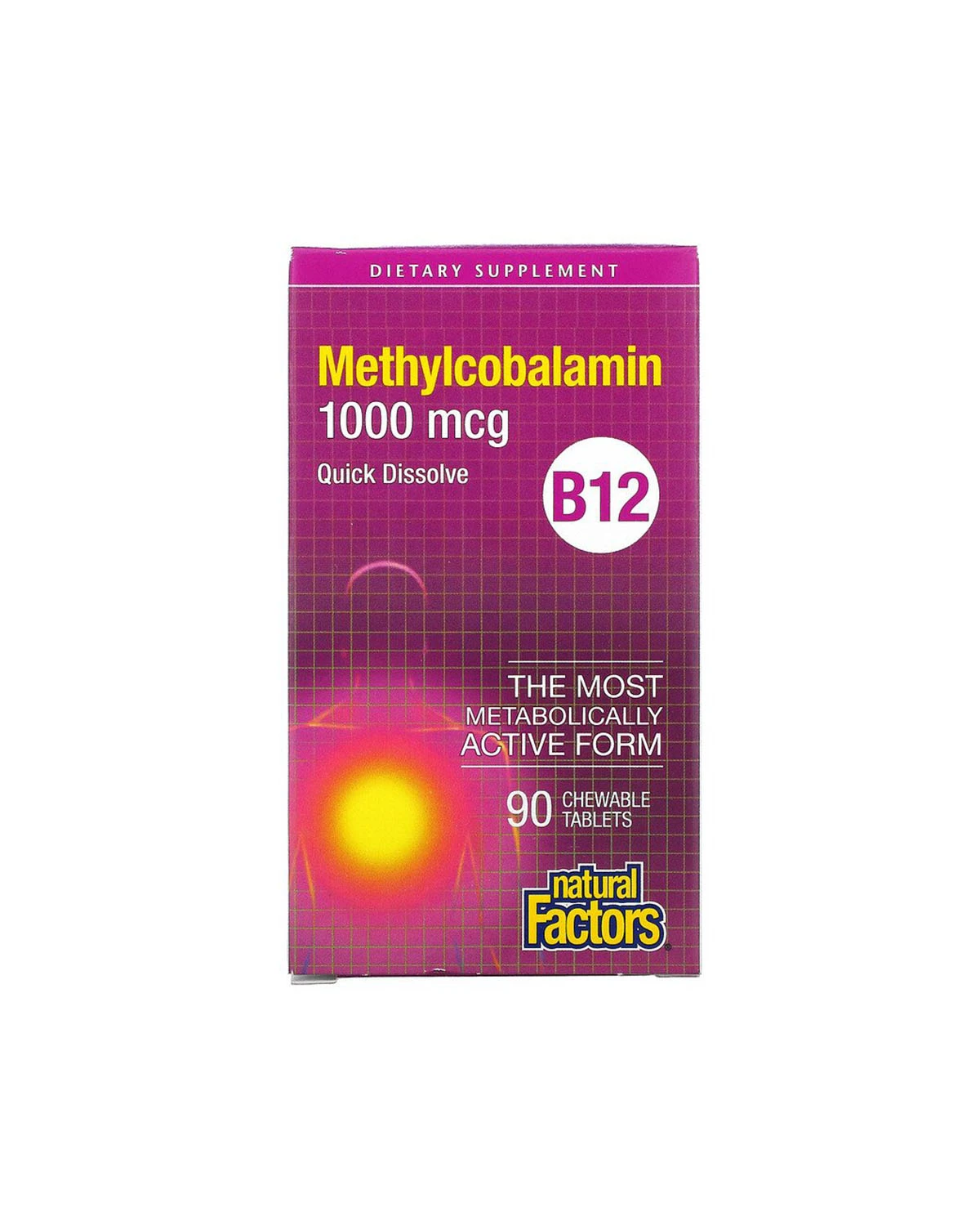Витамин В12 (метилкобаламин) 1000 мкг | 90 жев таб Natural Factors