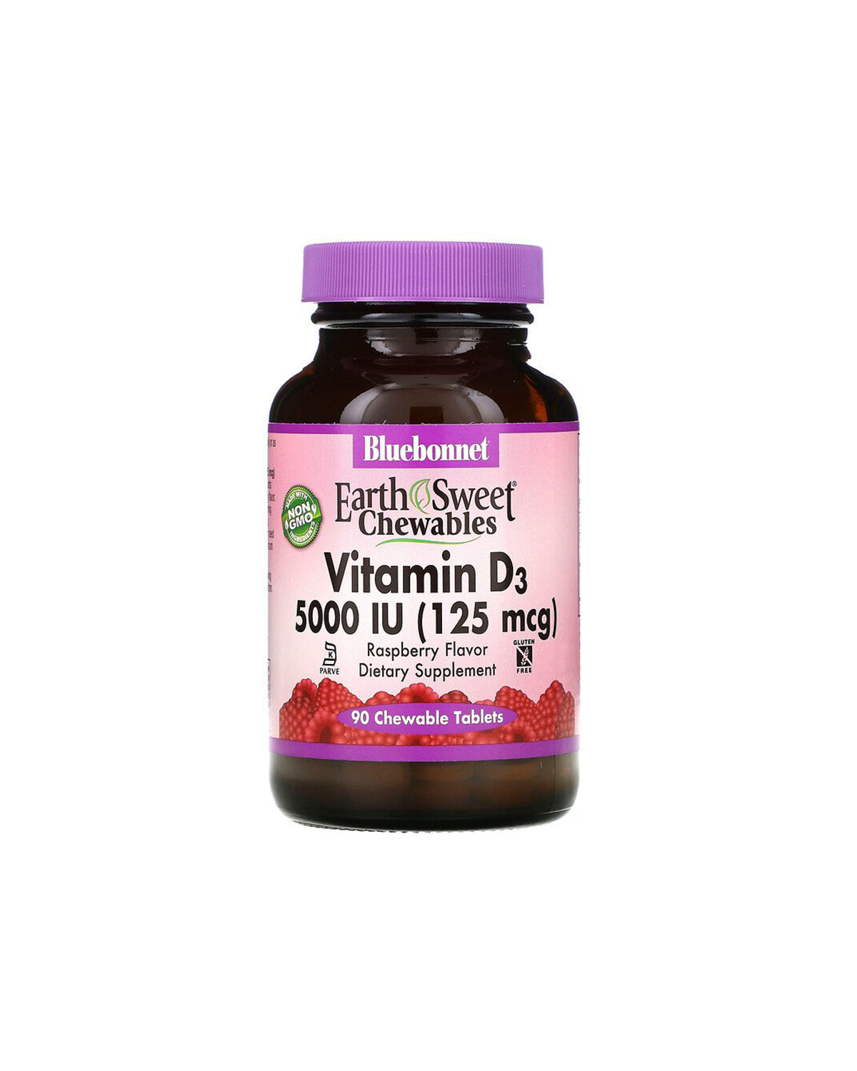 Витамин D3 400 МЕ со вкусом малины | 90 жев таб Bluebonnet Nutrition