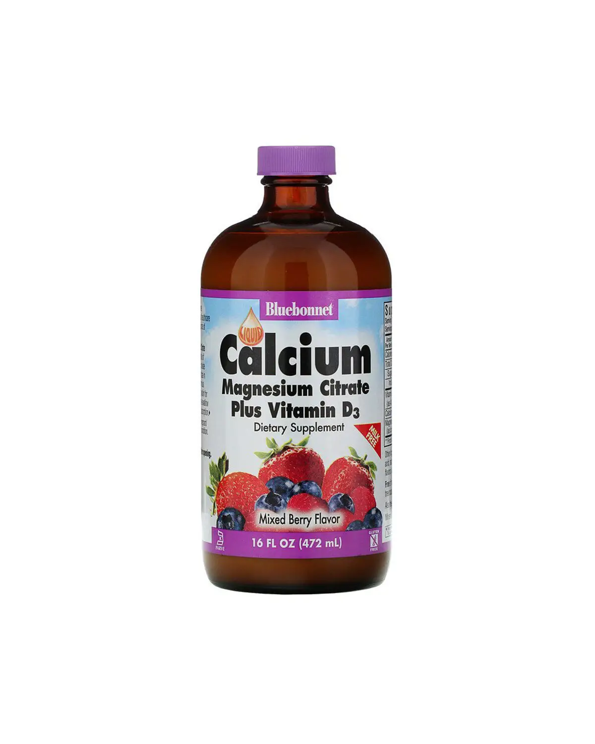 Жидкий кальций и магний цитрат + Д3 вкус ягод | 472 мл Bluebonnet Nutrition 20202579