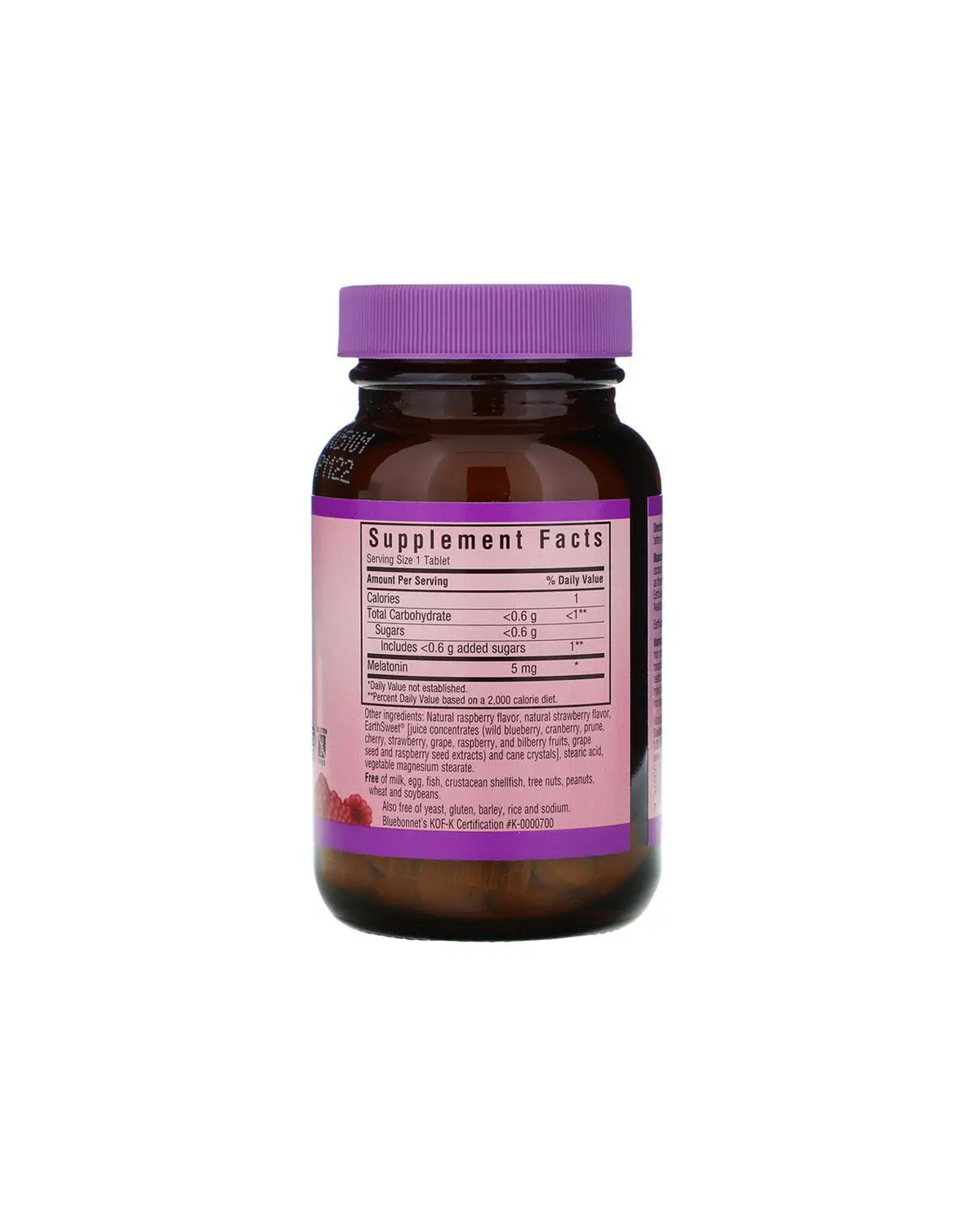 Мелатонин вкус малины 5 мг | 60 жев таб Bluebonnet Nutrition