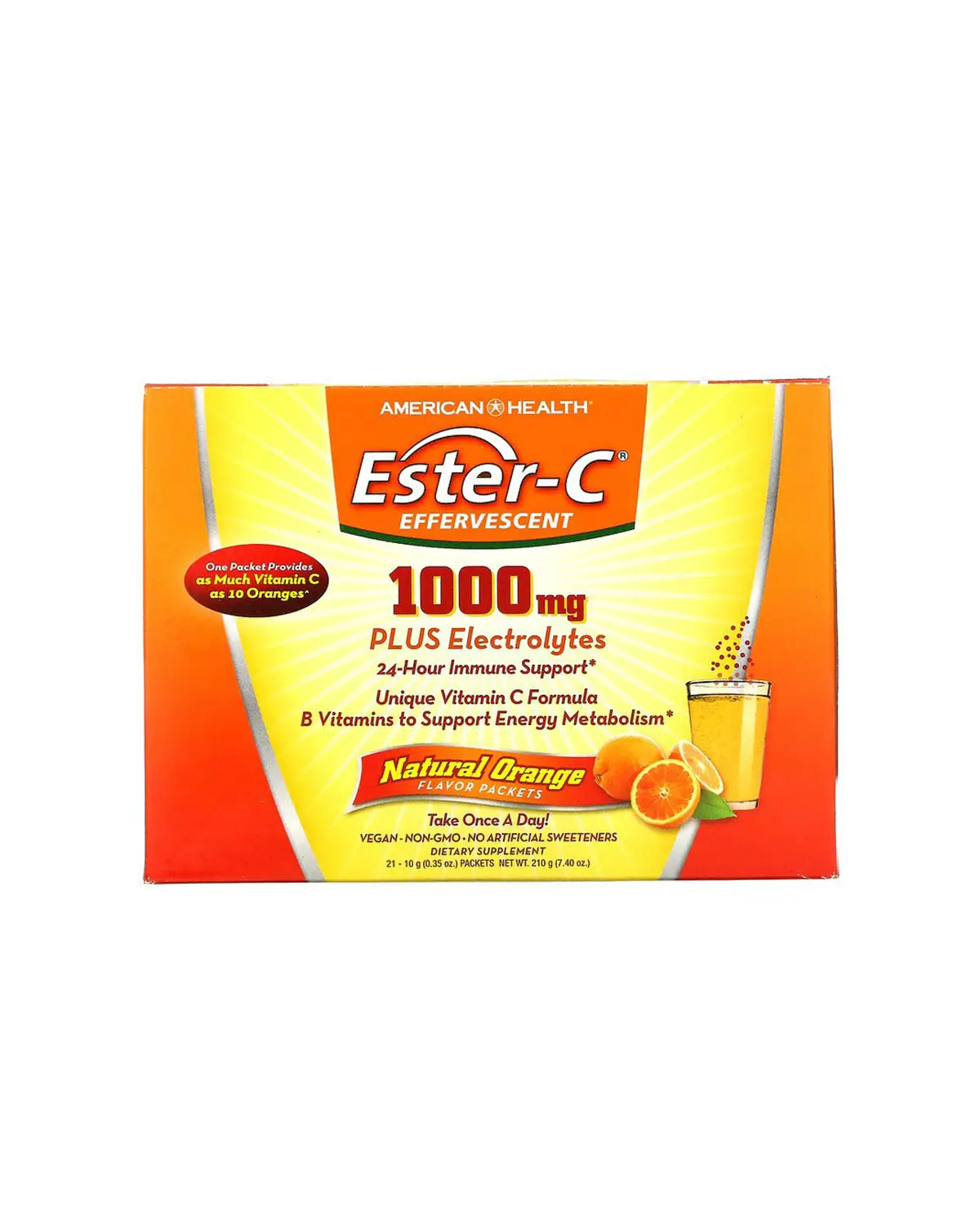 Витамин С вкус апельсина 1000 мг | 21 пакетик American Health