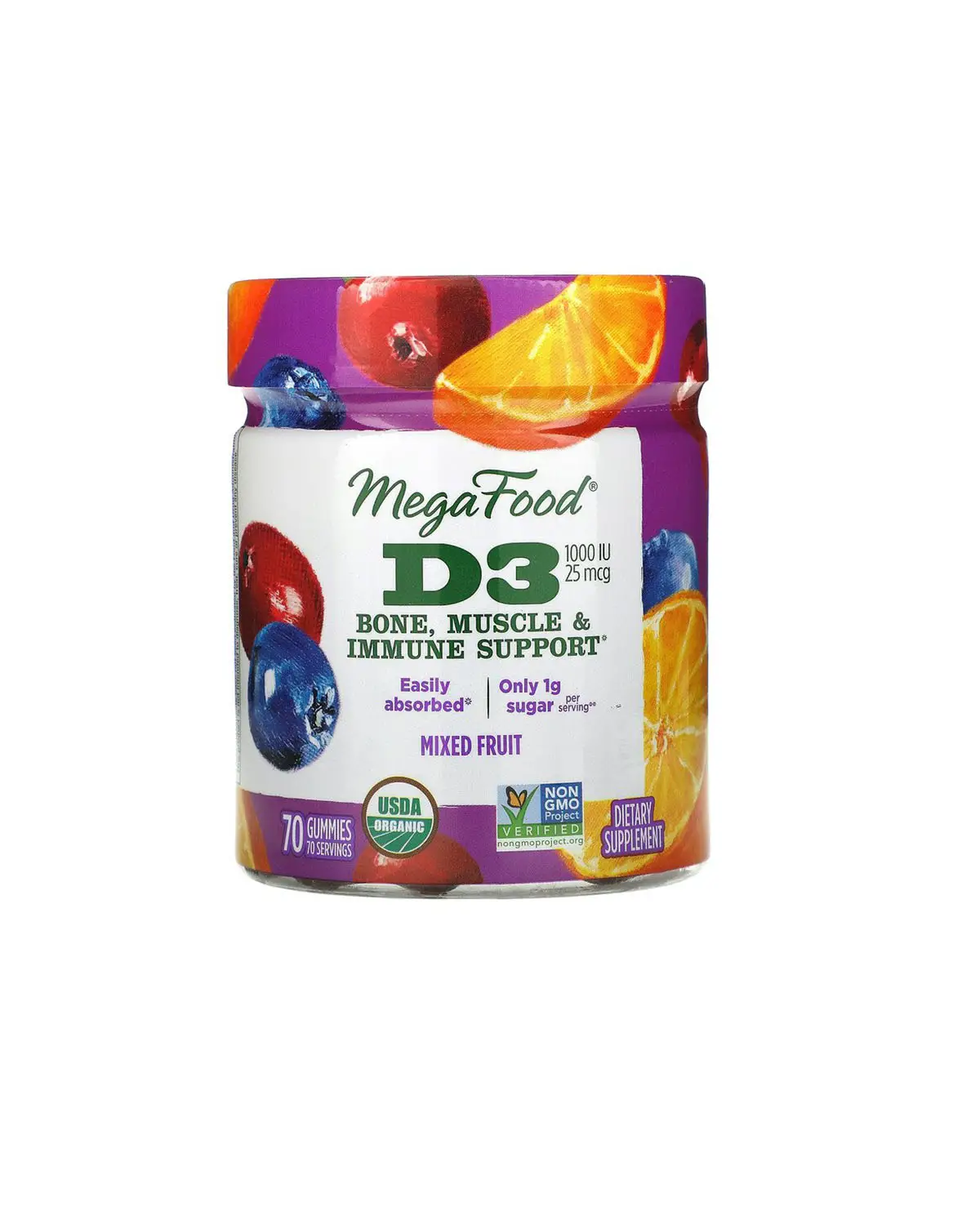 Вітамін D3 суміш фруктів 1000 МО | 70 жув цукерок MegaFood 20202929