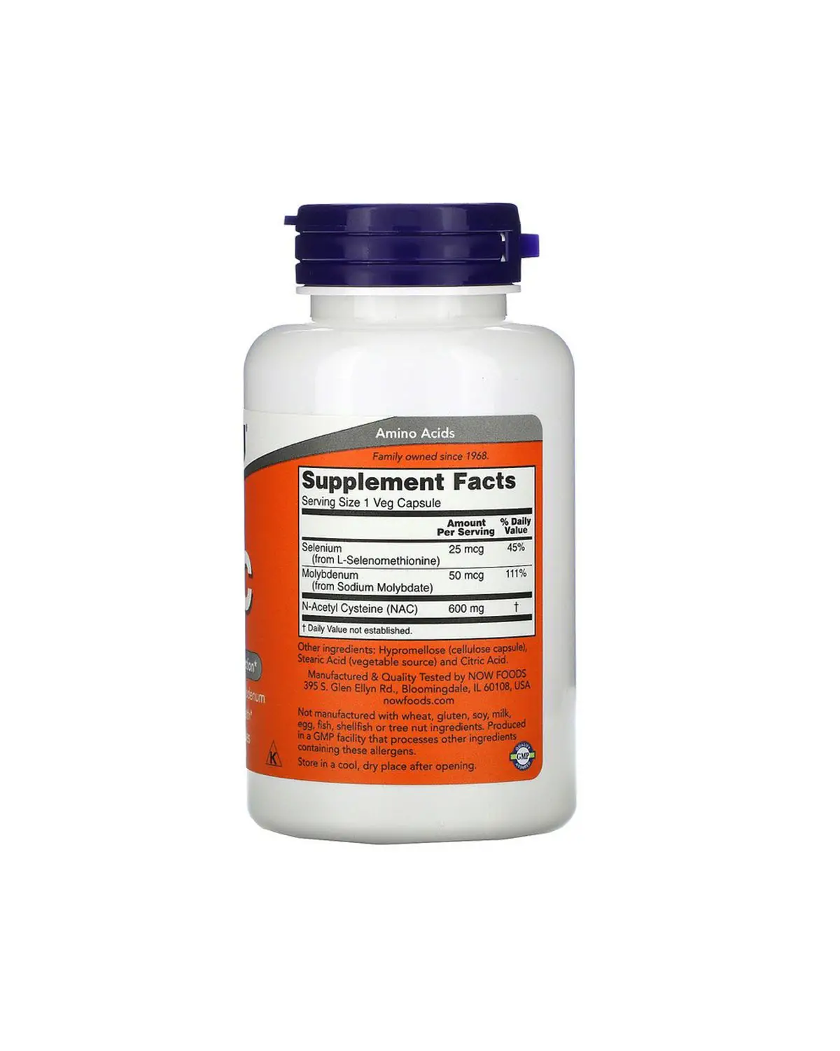 NAC (N-Ацетил-L-Цистеин) 600 мг | 100 кап Now Foods