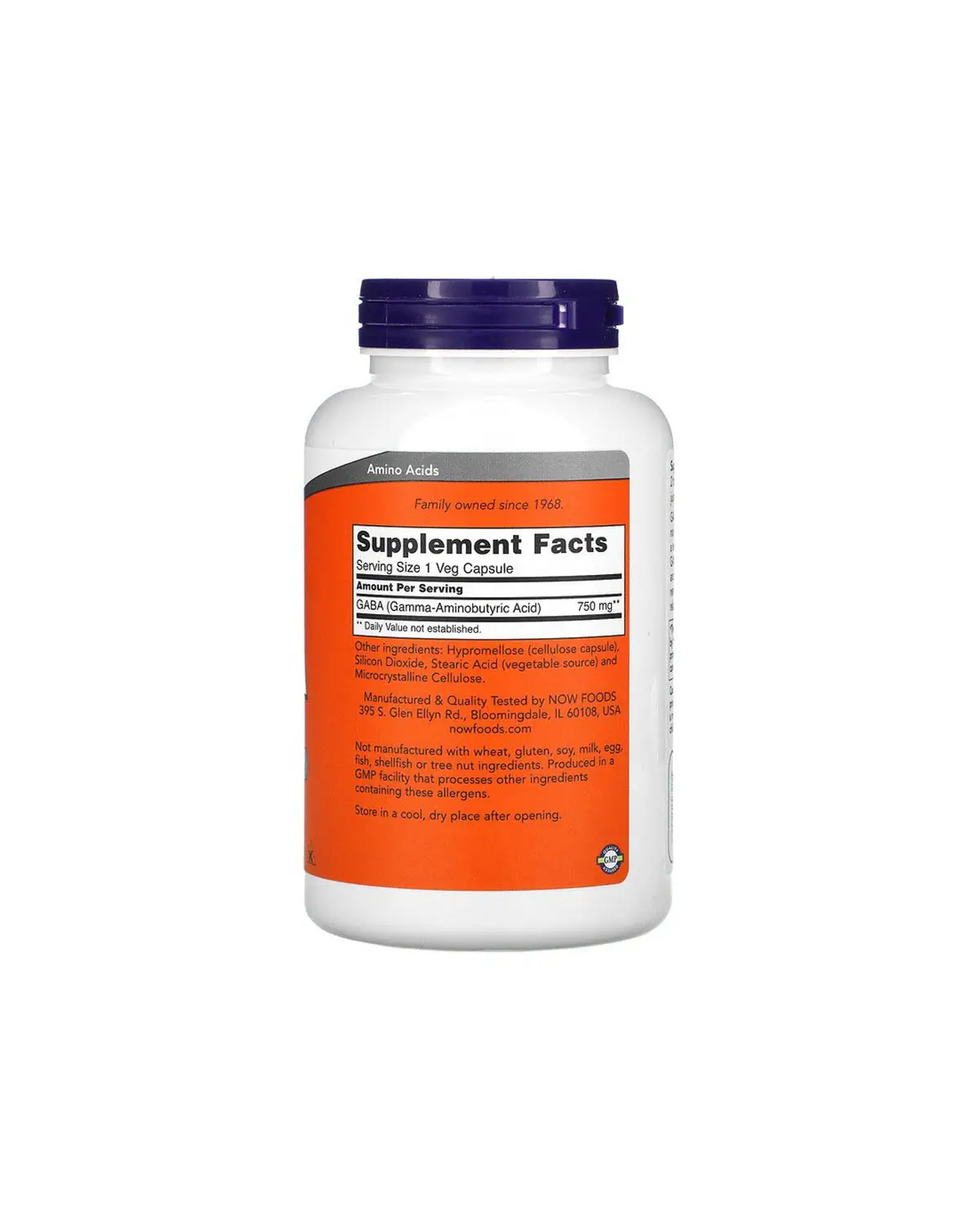 Гамма-аминомасляная кислота (GABA) 750 мг | 200 кап Now Foods