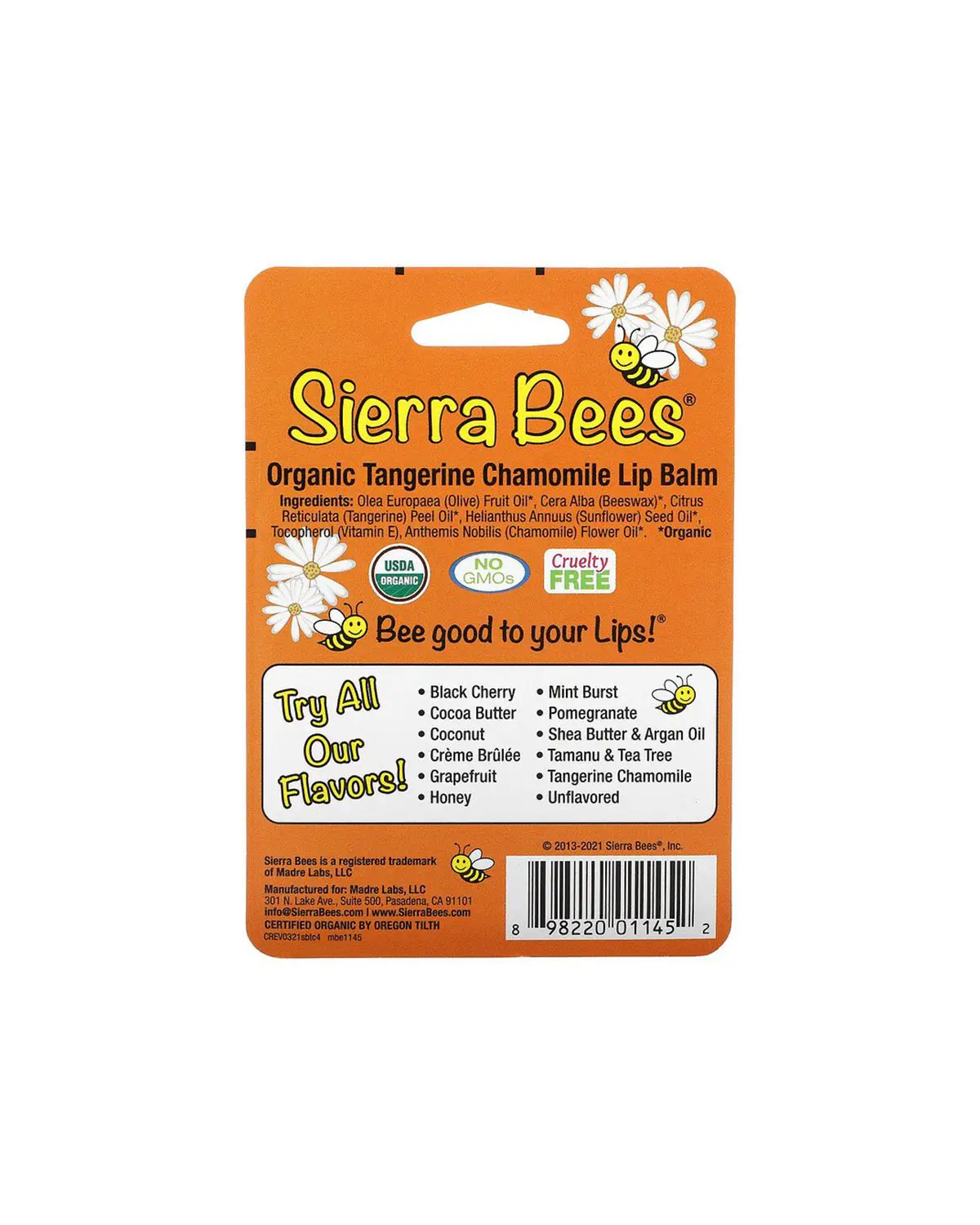 Бальзам для губ мандарин и ромашка | 4 х 4,25 г Sierra Bees