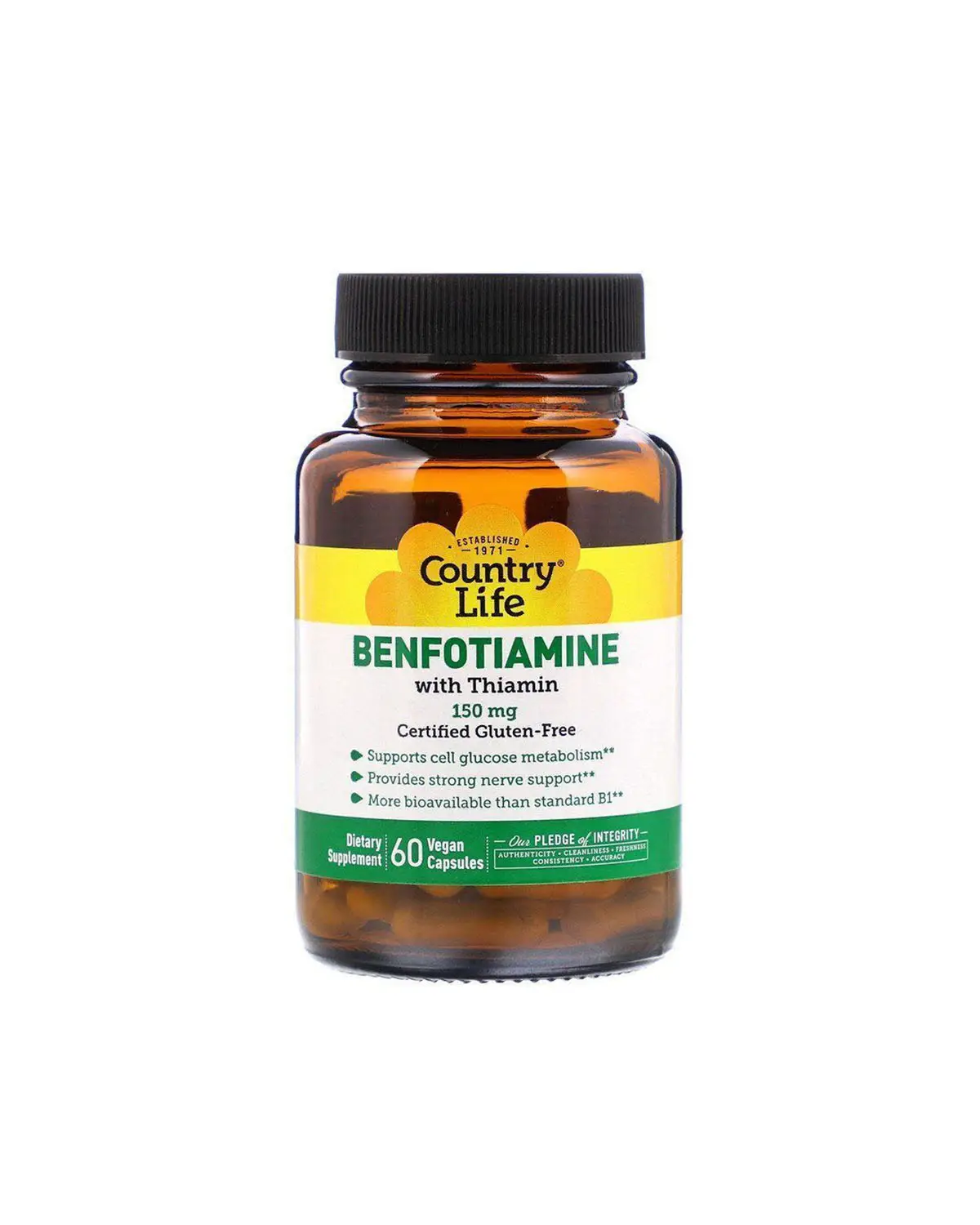 Бенфотіамін c тіаміном 150 мг | 60 кап Country Life 202040122