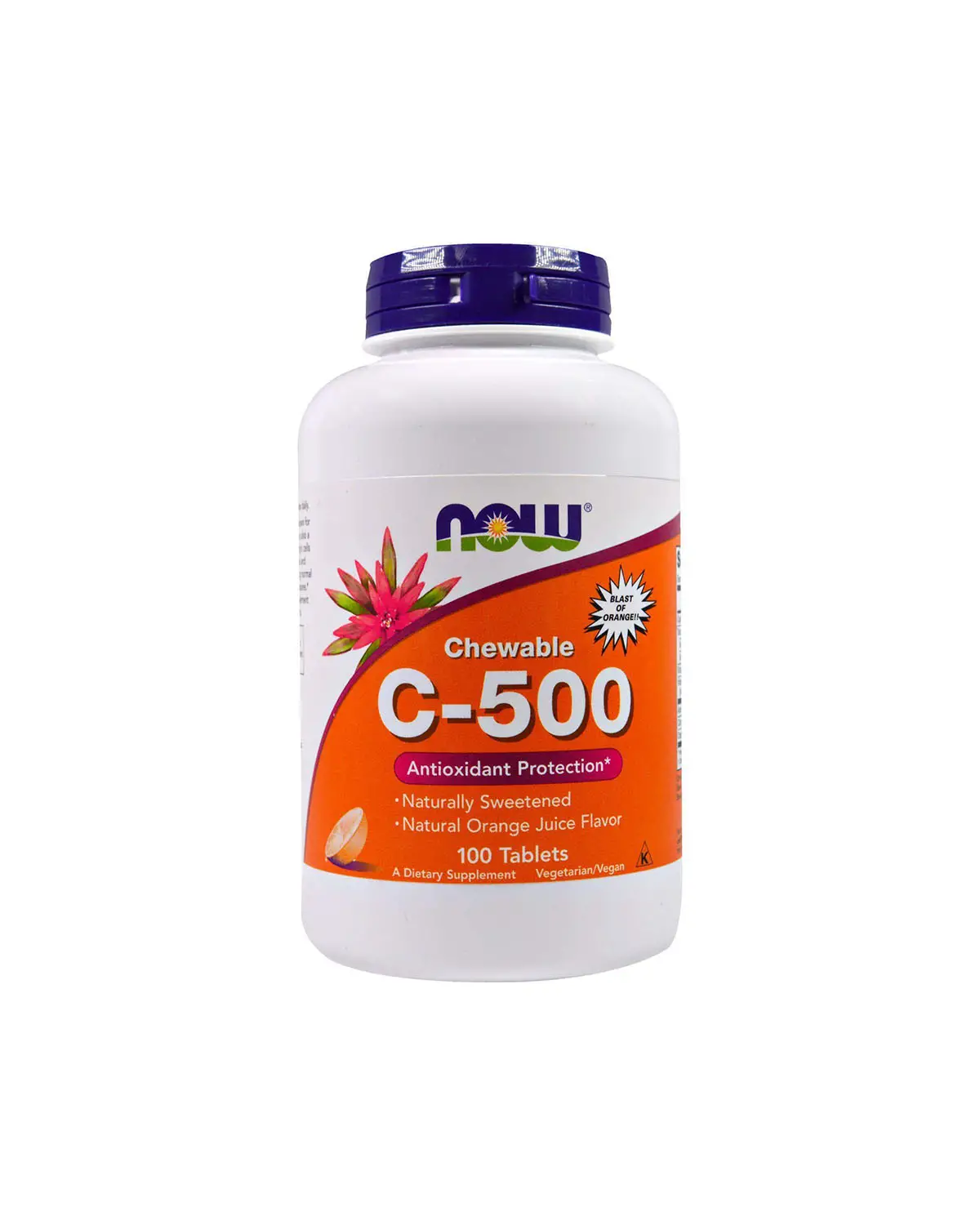 Вітамін C-500 смак апельсинового соку | 100 таб Now Foods 202040260