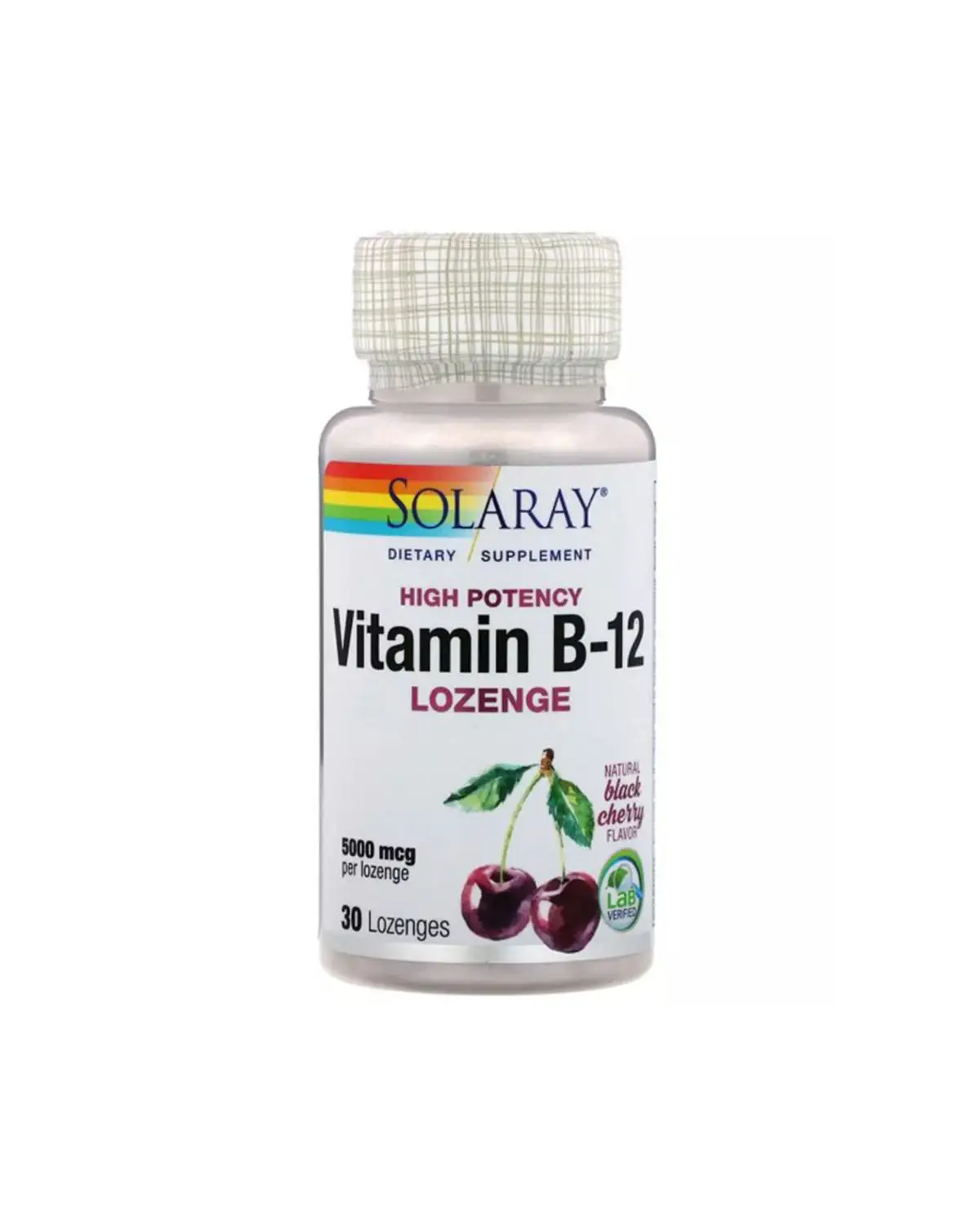 Витамин B12 5000 мкг вкус вишни | 30 леденцов Solaray 20205129