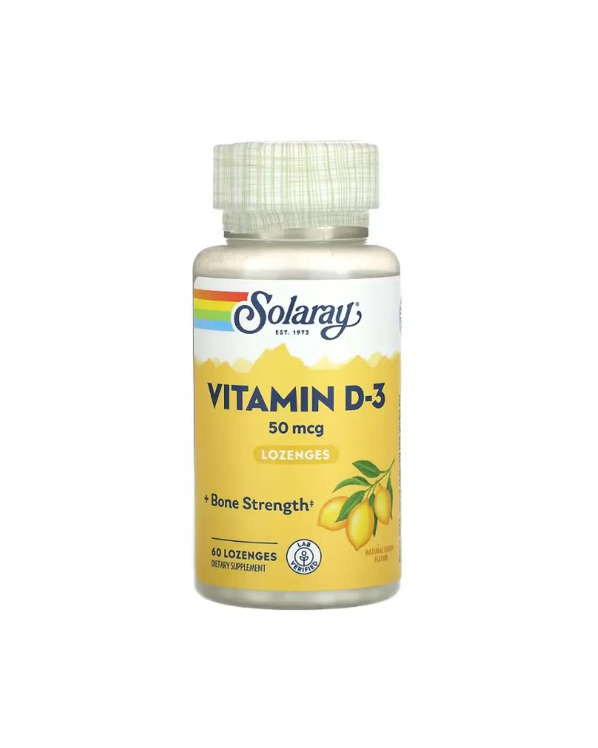 Вітамін D3 50 мкг лимонний смак | 60 льодяників Solaray 20205132