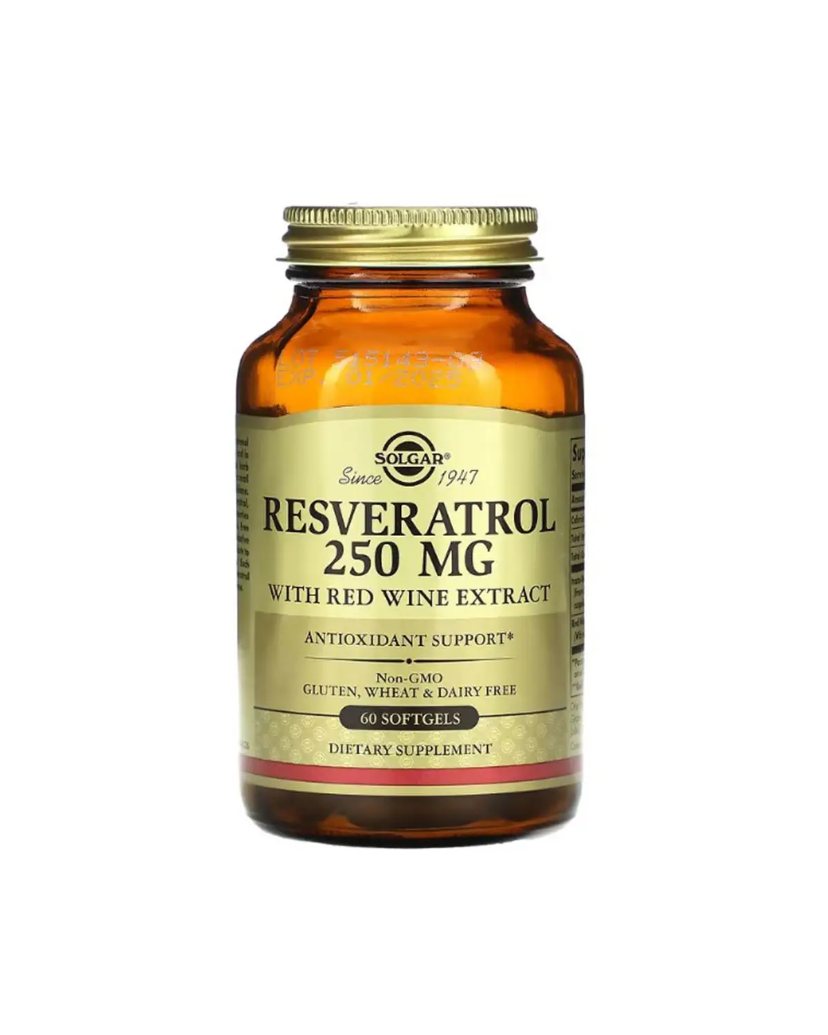 Ресвератрол с экстрактом красного вина 250 мг | 60 кап Solgar 20205166