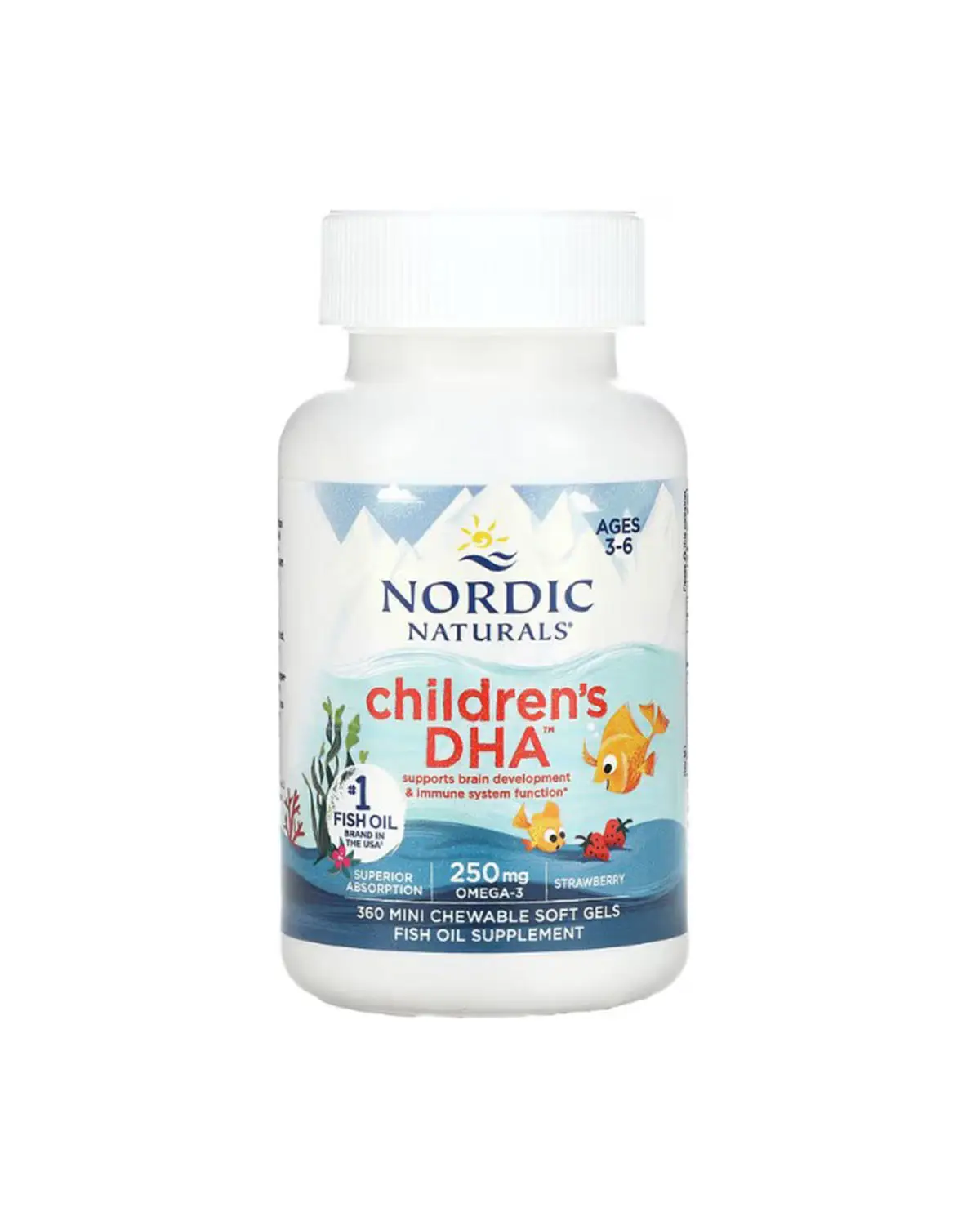 Омега-3 ДГК для дітей смак полуниці 250 мг | 360 міні-кап Nordic Naturals 20205573
