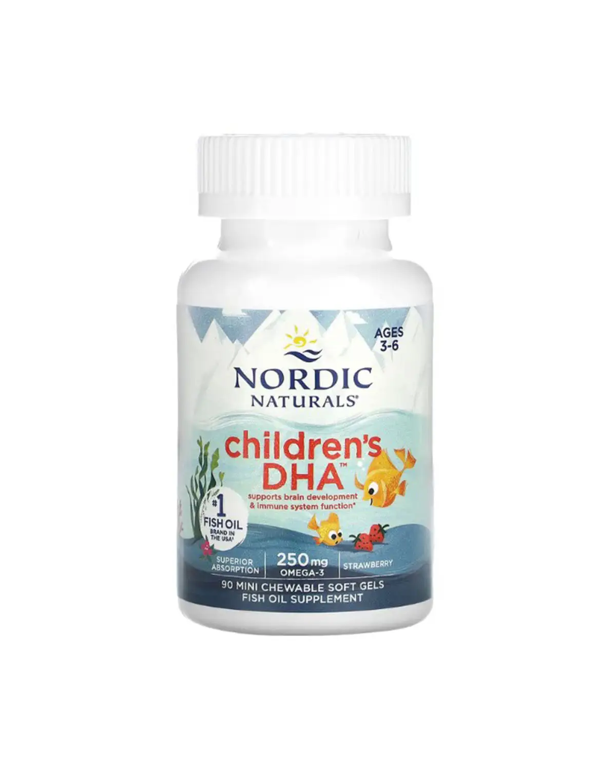 Омега-3 ДГК для детей вкус клубники 250 мг | 90 мини-кап Nordic Naturals 20205574