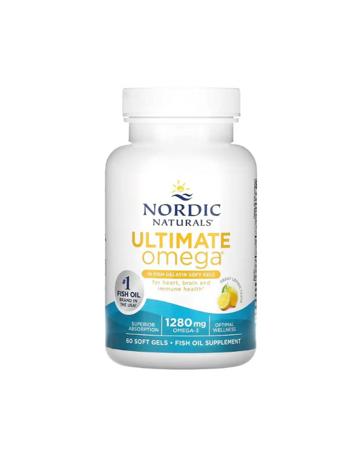 Омега-3 риб'ячий жир 1280 мг смак лимона | 60 кап Nordic Naturals 20205579