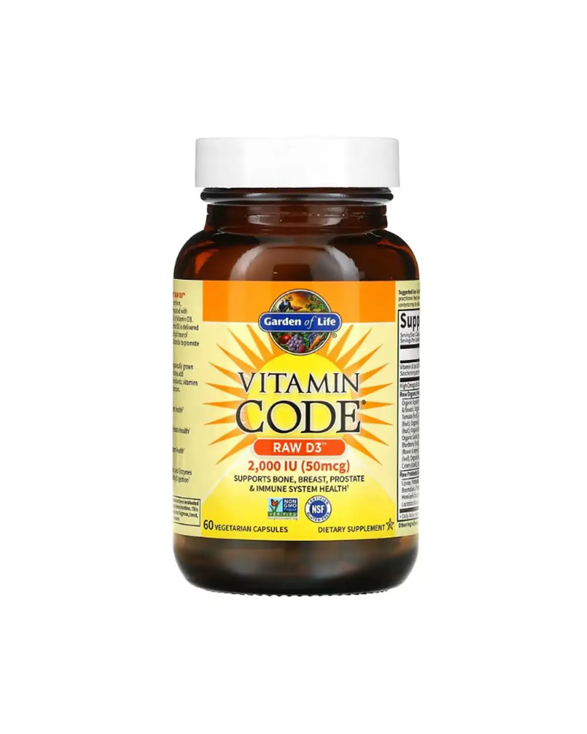 Витамин D3 сырой 2000 МЕ | 60 кап Garden of Life 20205599