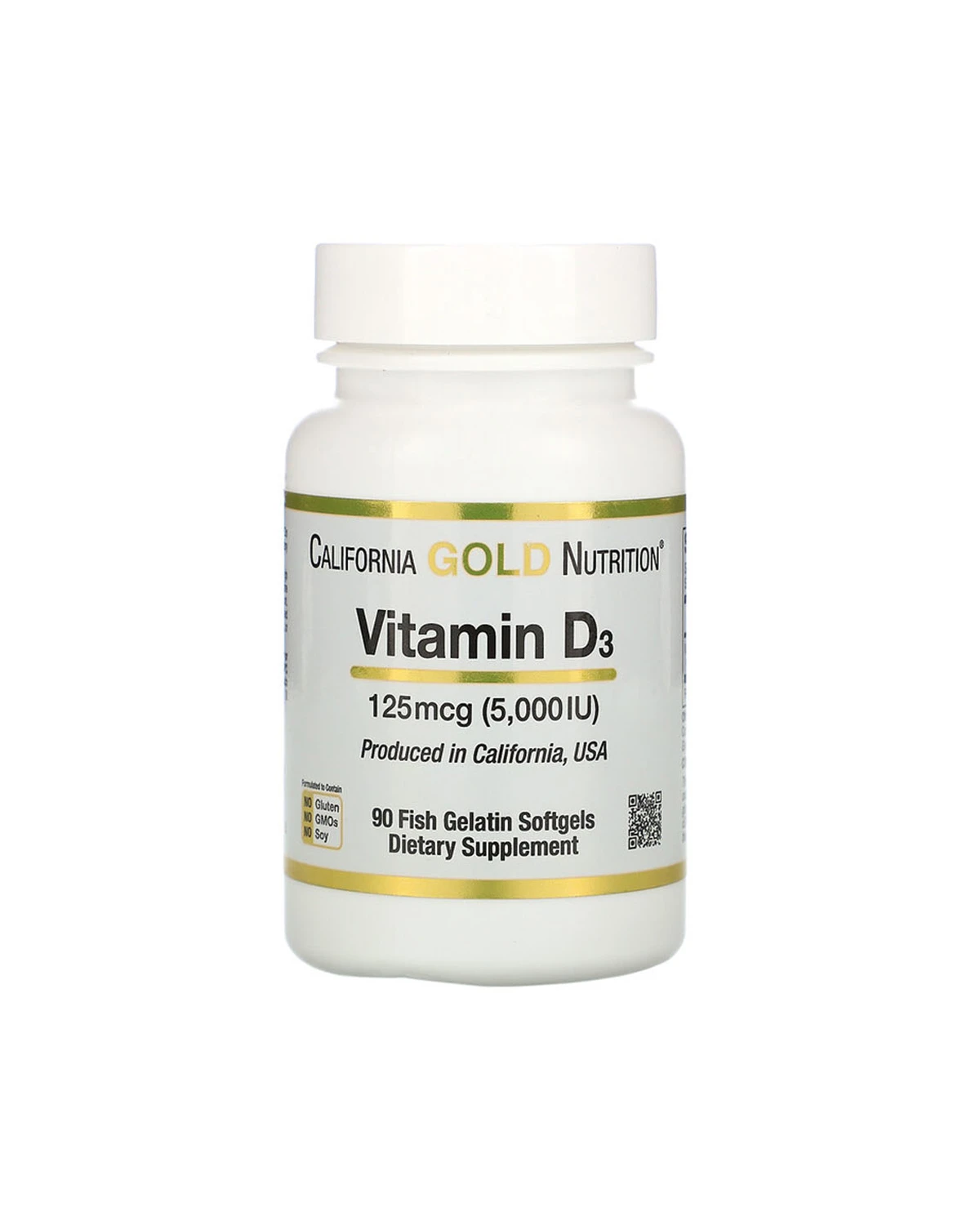 Витамин D3 125 мкг - 90 кап California Gold Nutrition 20206770