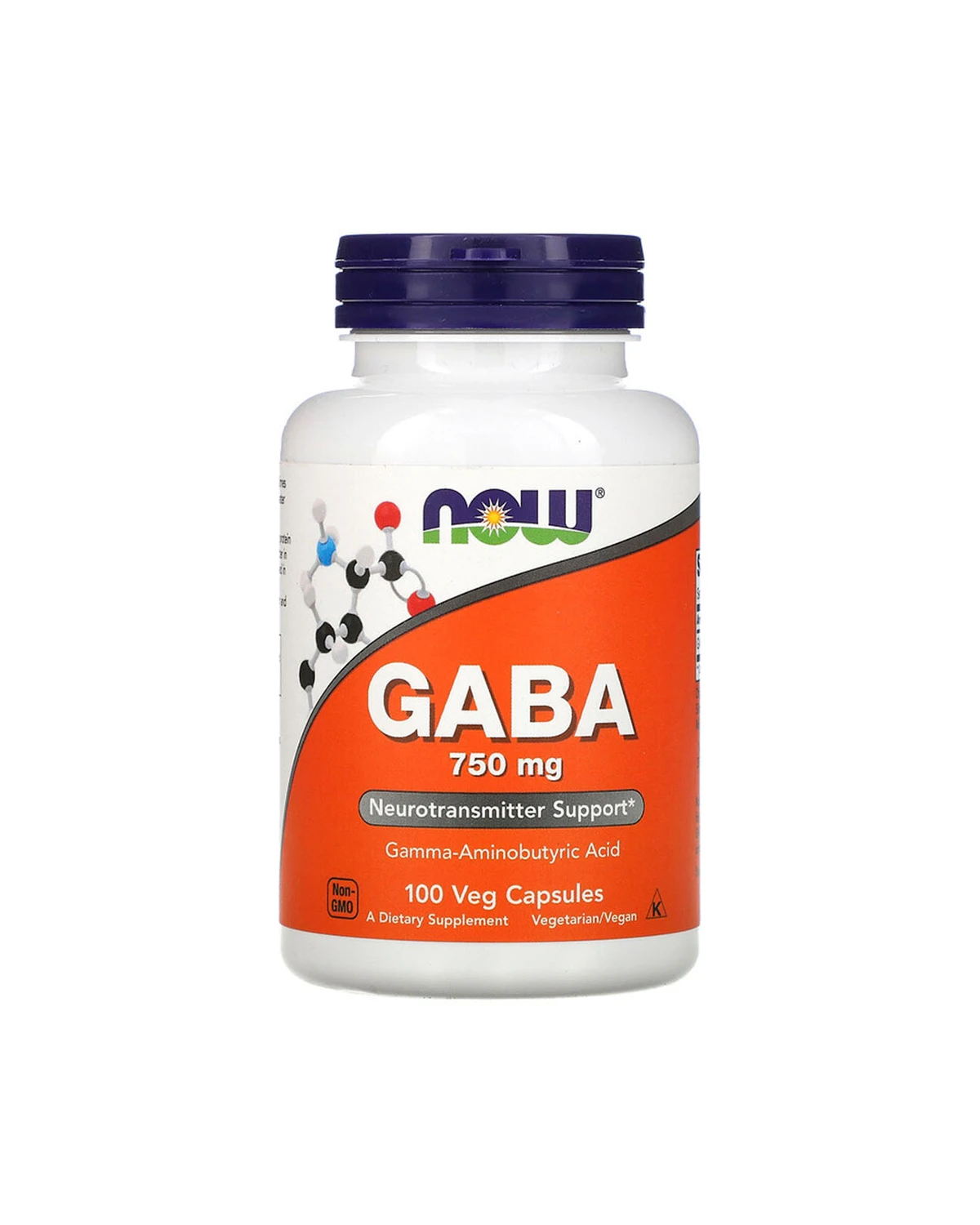 Гамма-аміномасляна кислота (GABA) 750 мг - 100 кап Now Foods 20400127