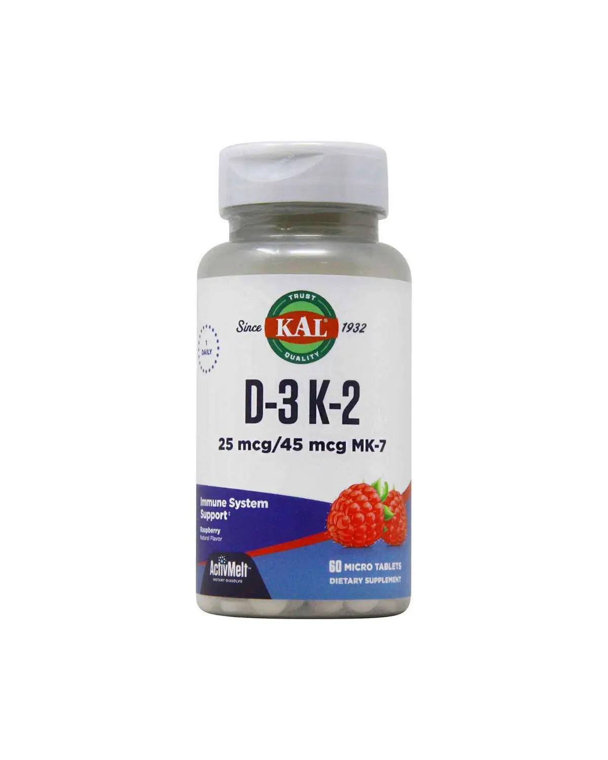Витамины D3 и K2 25 мкг /45 мкг - 60 микротаб KAL 20400370