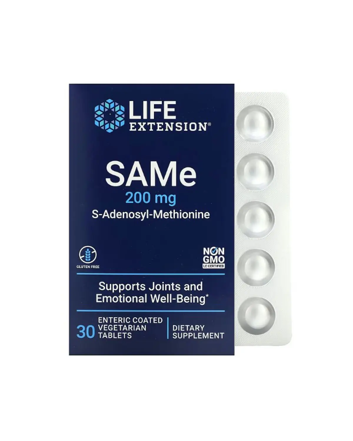SAMe (C-Аденозил-Л-Метионин) 200 мг - 30 таб Life Extension 20400384