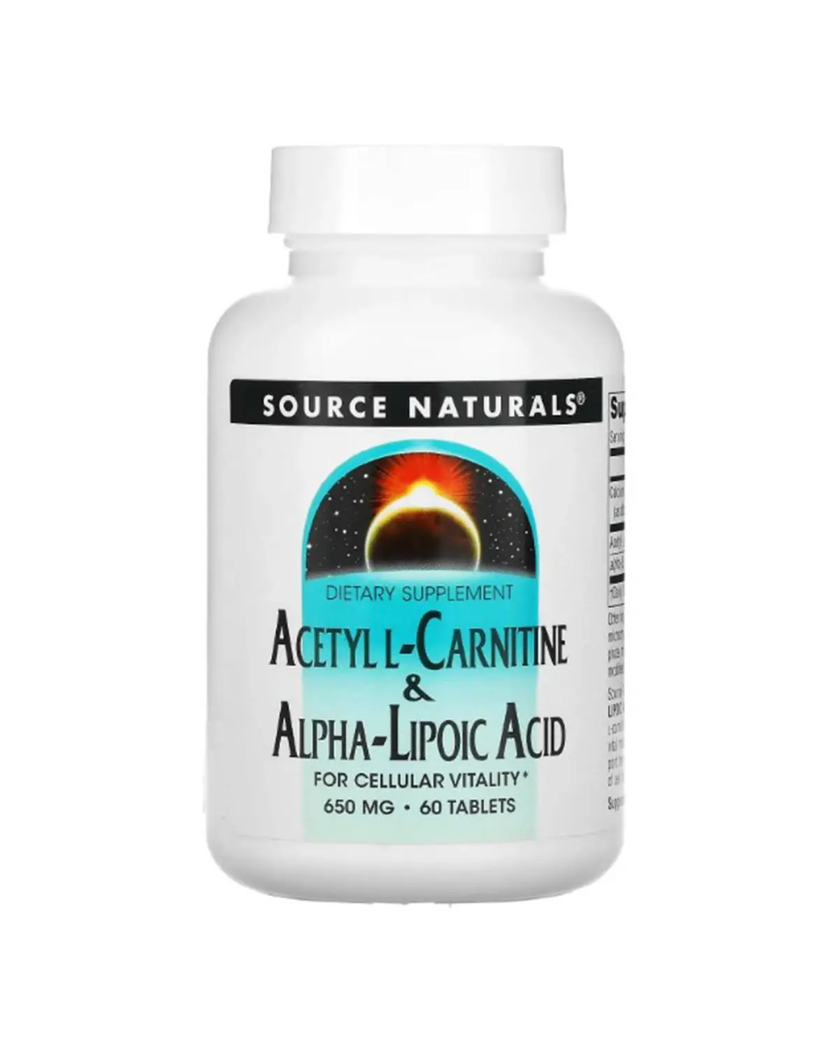 Ацетил-L-Карнитин и Альфа-Липоевая кислота 650 мг - 60 таб Source Naturals 20400418