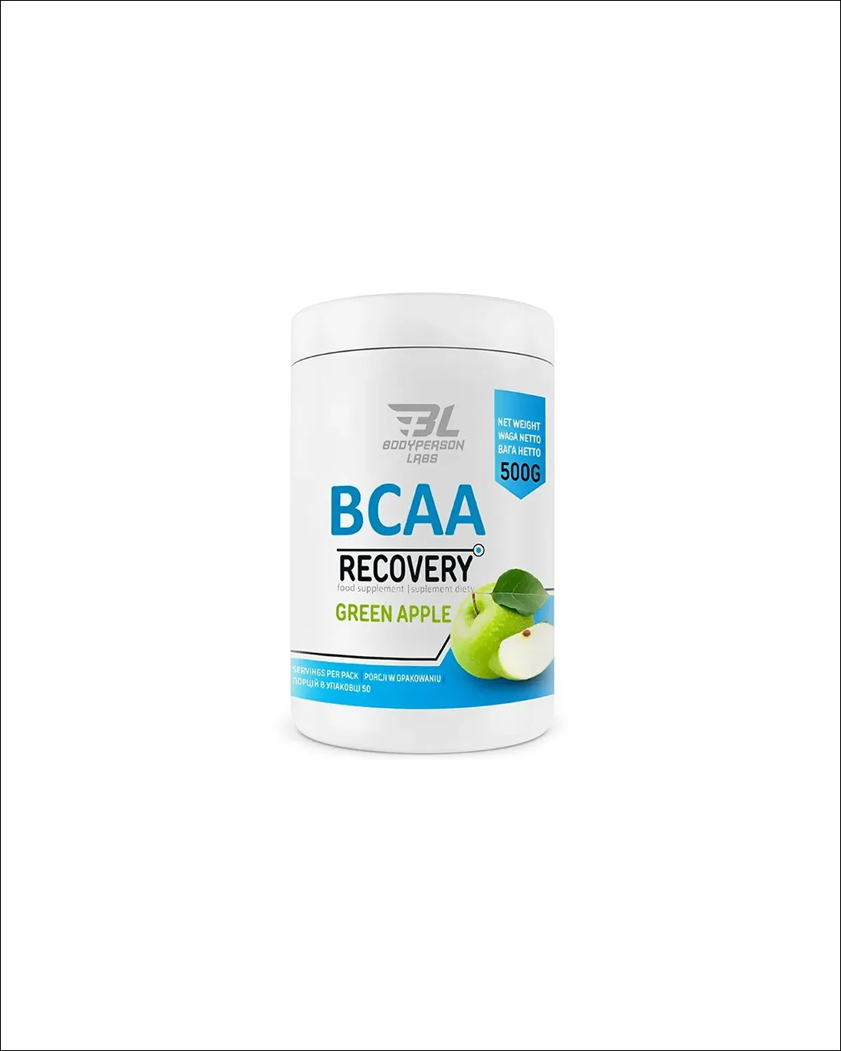 Bodyperson Labs BCAA Recovery 2:1:1 с L-глютамином, микронизированный порошок, зеленое яблоко, 500 г Bodyperson Labs 20400564