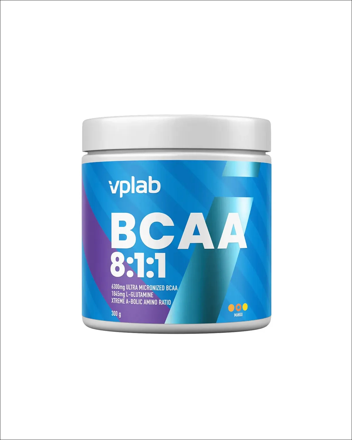 BCAA 8:1:1 с L-глютамином, аминокислоты в порошке для выносливости, манго, 300 г Vplab 20400569