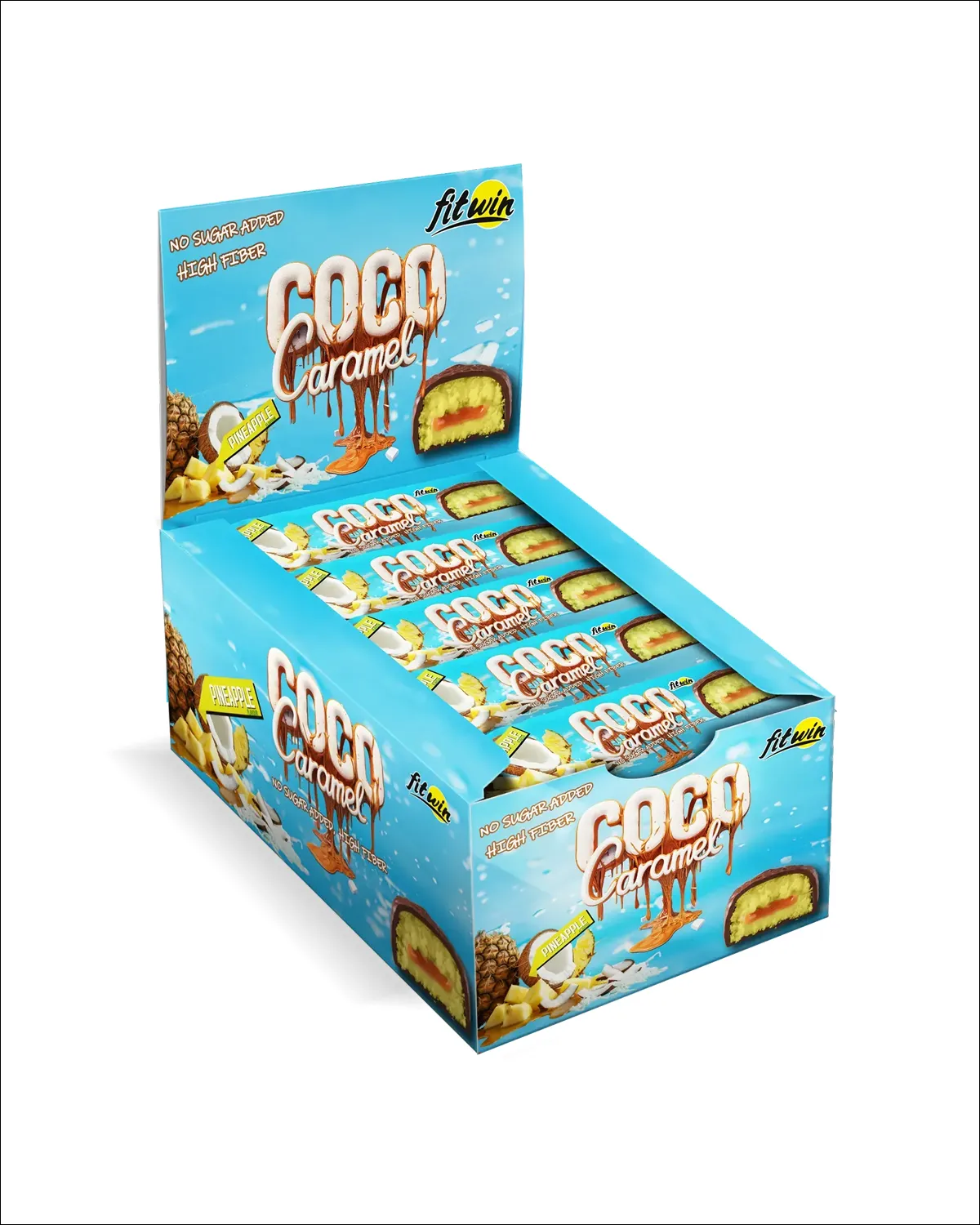 Батончики Coco Caramel с ананасом, без добавленного сахара, 20x40 г FitWin 20400611