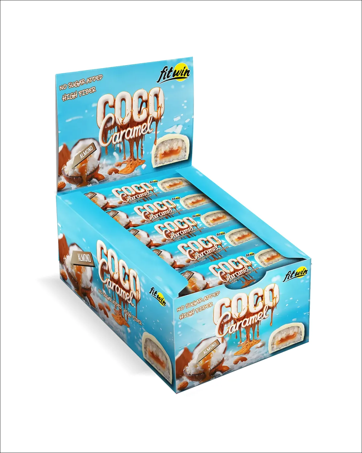 Батончики Coco Caramel с миндалем, без добавленного сахара, 20x40 г FitWin 20400612