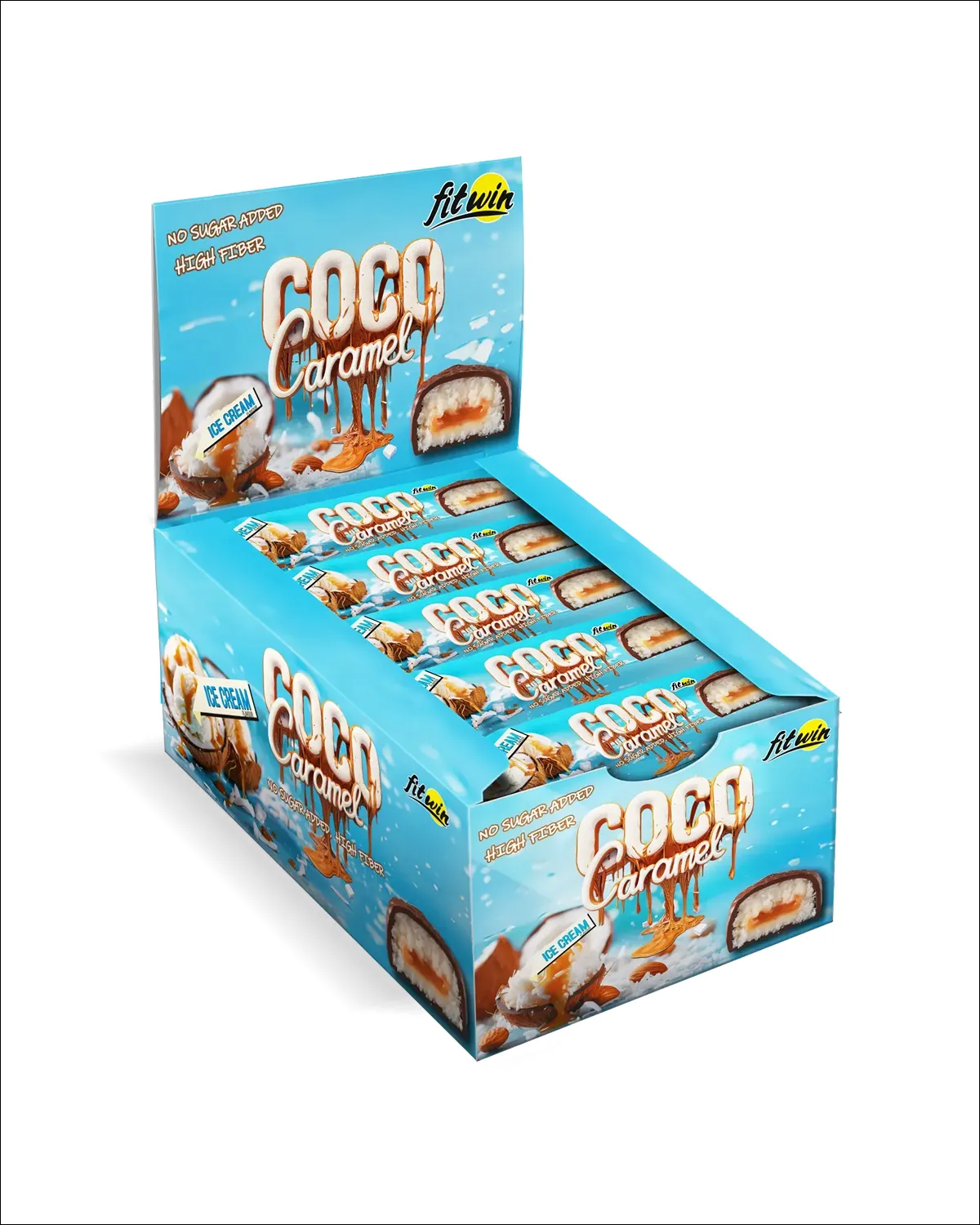 Батончики Coco Caramel со вкусом мороженого, без добавленного сахара, 20x40 г FitWin 20400613