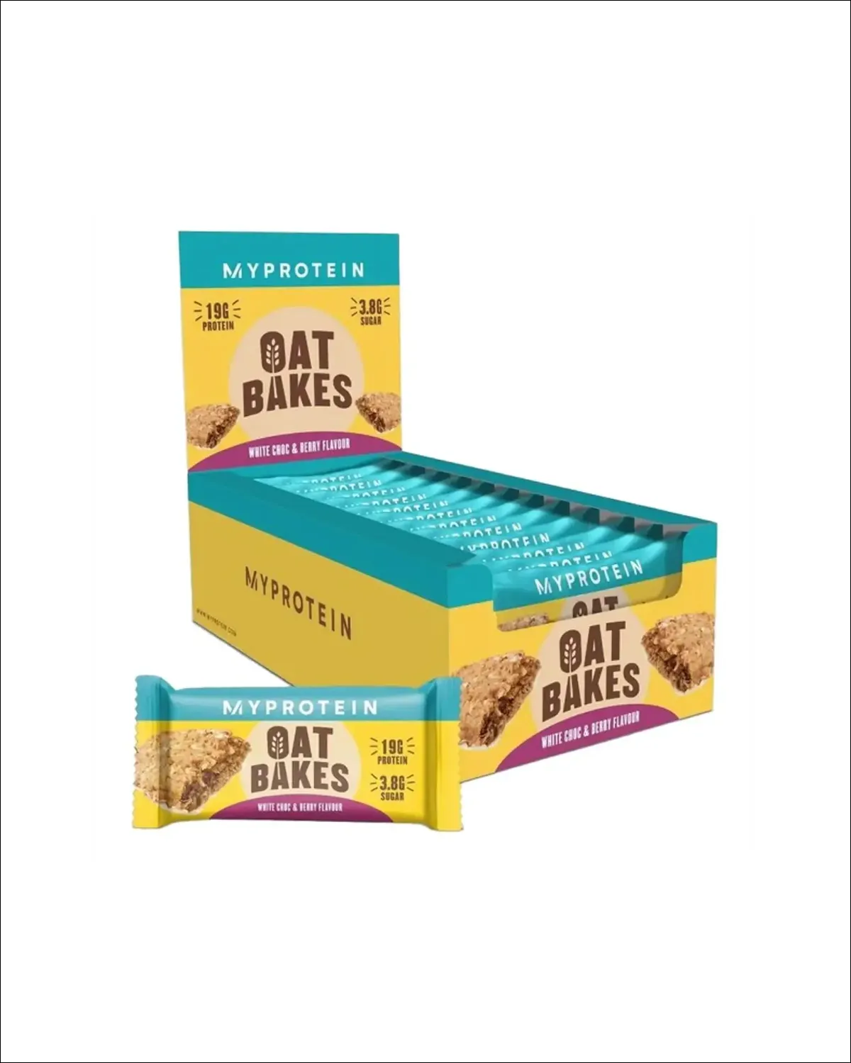 Oat Bakes, овсяные батончики белый шоколад-ягоды, высокобелковые, 12x75 г Myprotein 20400628