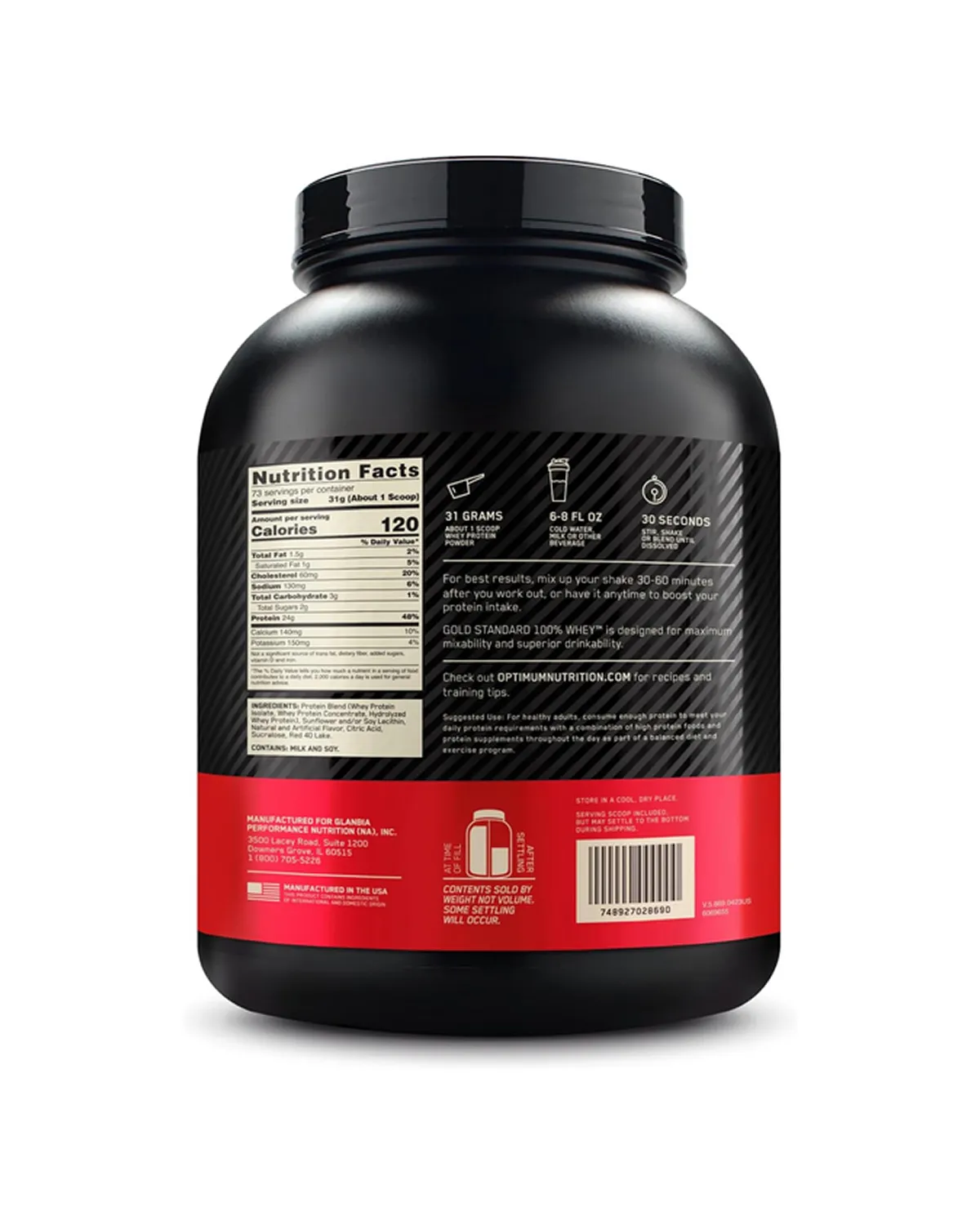 Optimum Nutrition Gold Standard 100% Whey изолят сывороточного протеина, 2280 г, клубника Optimum Nutrition 20400701
