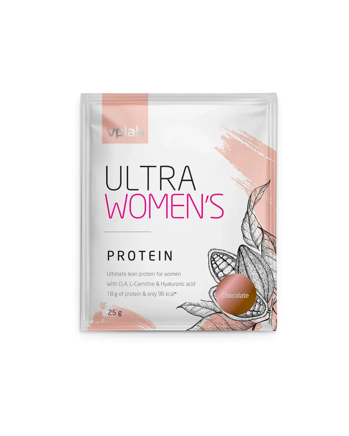 Ultra Women’s Protein женский сывороточный протеин с L-лизином, CLA, L-карнитином и гиалуроновой кислотой, Chocolate, 25 г Vplab 20400741