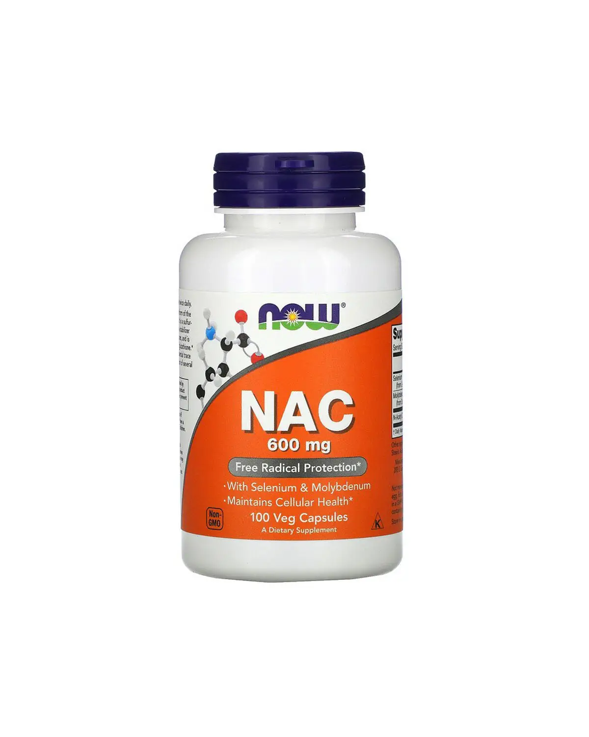 NAC (N-Ацетил-L-Цистеїн) 600 мг - 100 кап Now Foods 20400824