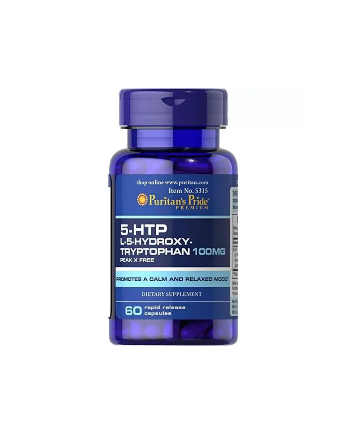 5-HTP швидкого вивільнення 100 мг - 60 кап Puritan's Pride 20400879