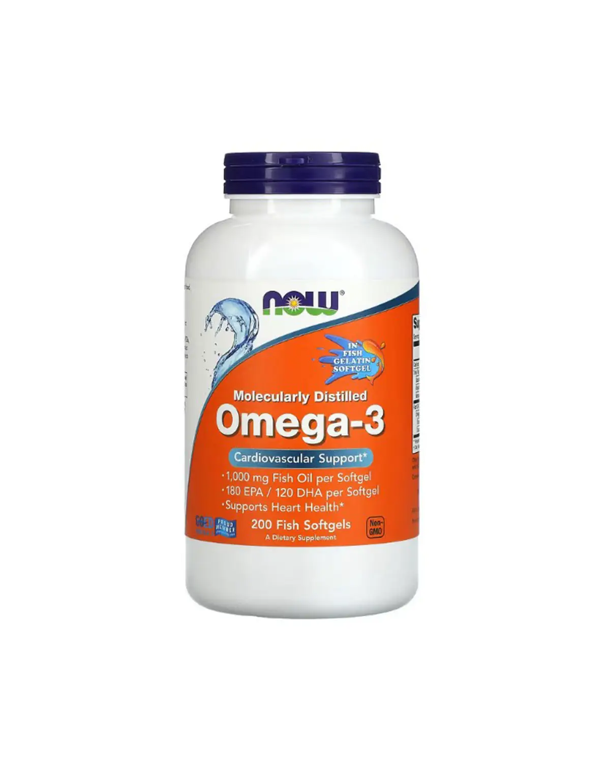 Омега-3 1000 мг 180 ЭПК / 120 ДГК - 200 кап Now Foods 20400960
