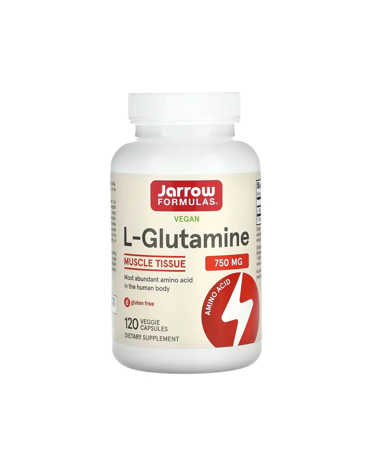 L-Глютамин 750 мг, 120 растительных капсул Jarrow Formulas 20401025