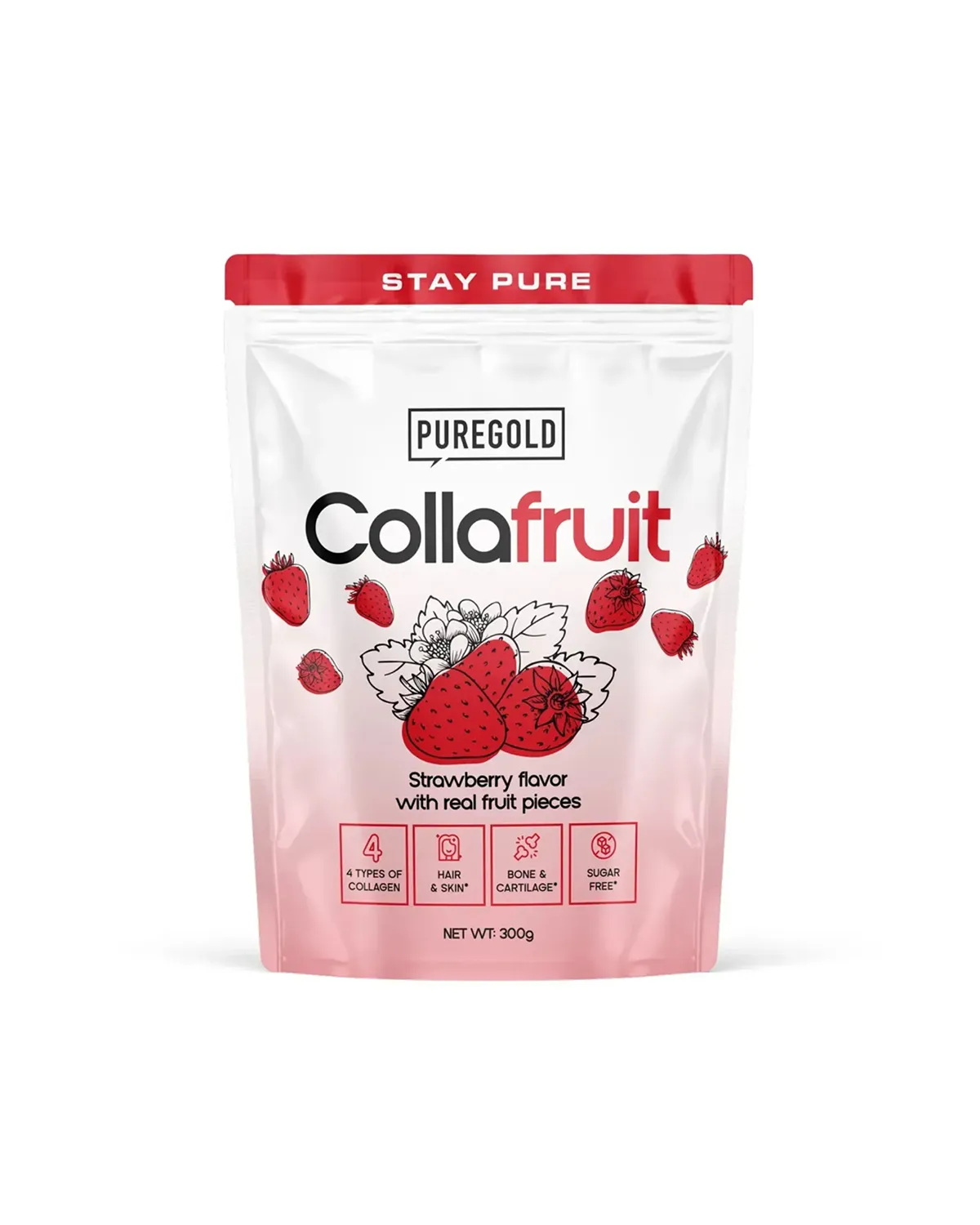 Коллагеновый напиток CollaFruit с кусочками клубники, 300 г Pure Gold 20401042