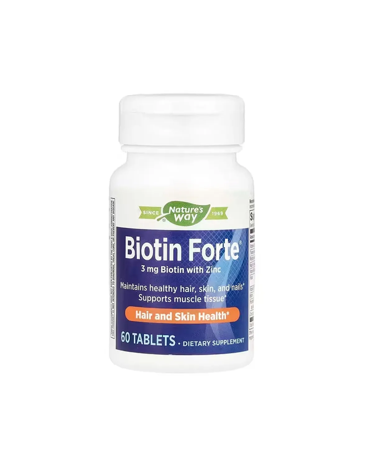 Биотин форте с цинком Biotin Forte® 3 мг биотина, 60 таблеток Nature's Way 20401089