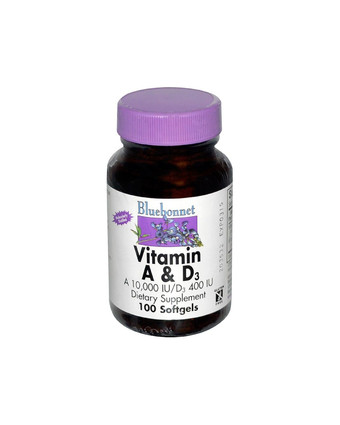 Витамины A и D3 10000 МЕ / 400 МЕ | 100 кап Bluebonnet Nutrition