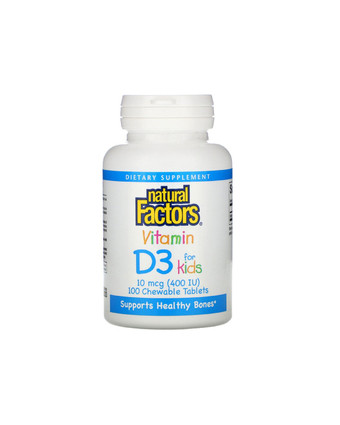 Витамин D3 400 МЕ со вкусом клубники | 100 жев таб Natural Factors